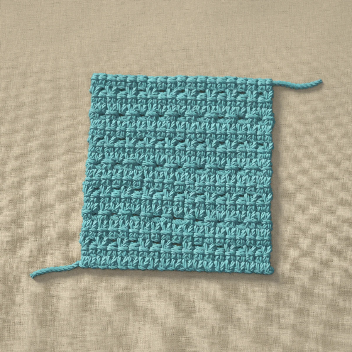 A swatch of single crochet eyelet rows