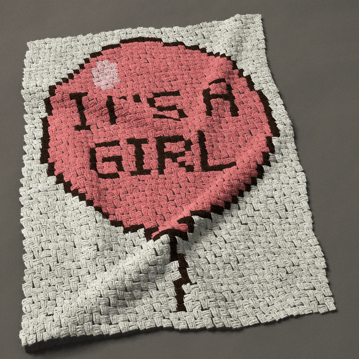 A baby blanket worked corner to corner, 29¼ by 40½ inches: It's a Girl pink balloon for a new baby girl, 39 by 54 blocks