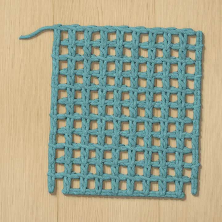 A swatch of double crochet mesh.
