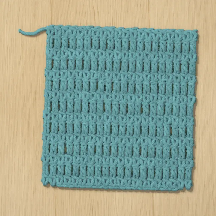 A swatch of single and double crochet rows.