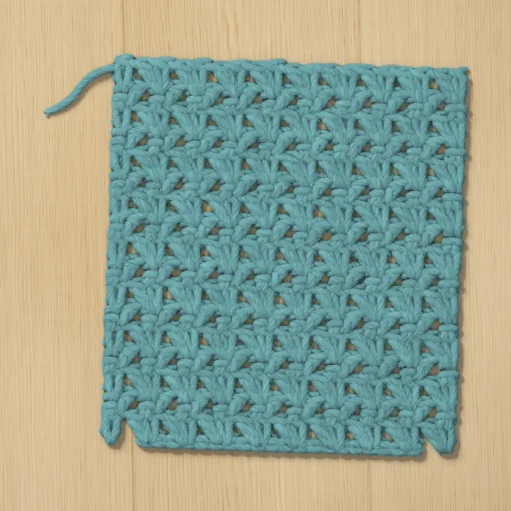 A swatch of single and double crochet pairs.