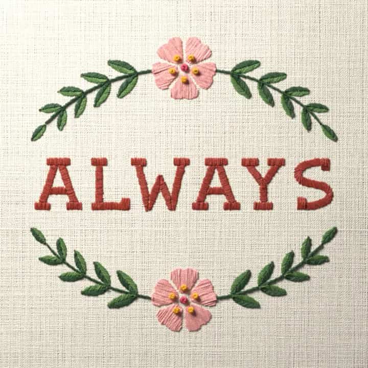 Always: preview of the stitched design