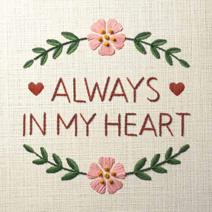 Always in my heart: preview of the stitched design
