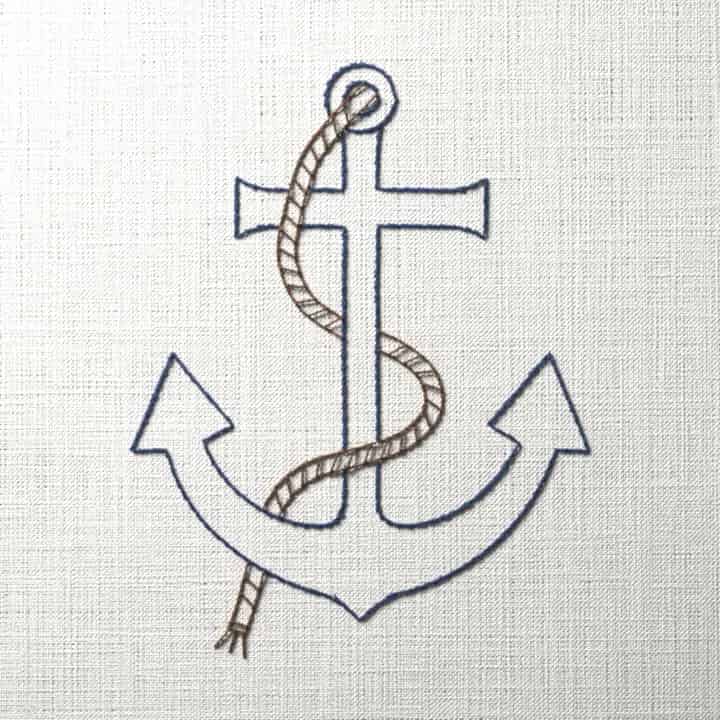 Anchor cross: preview of the stitched design