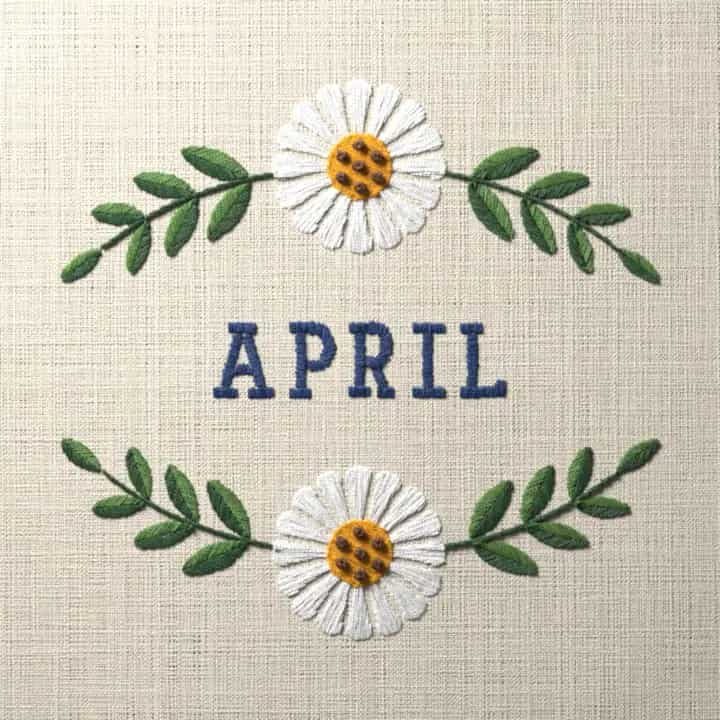 April birth flower, daisy: preview of the stitched design