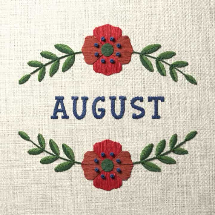 August birth flower, poppy: preview of the stitched design