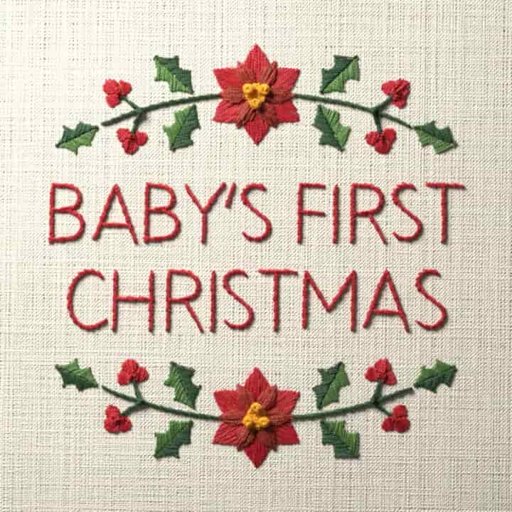 Baby’s first Christmas: preview of the stitched design