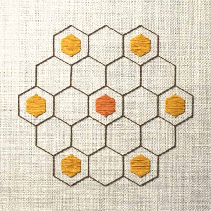 Back stitch honeycomb: preview of the stitched design