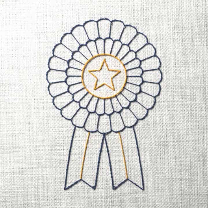 Prize rosette: preview of the stitched design
