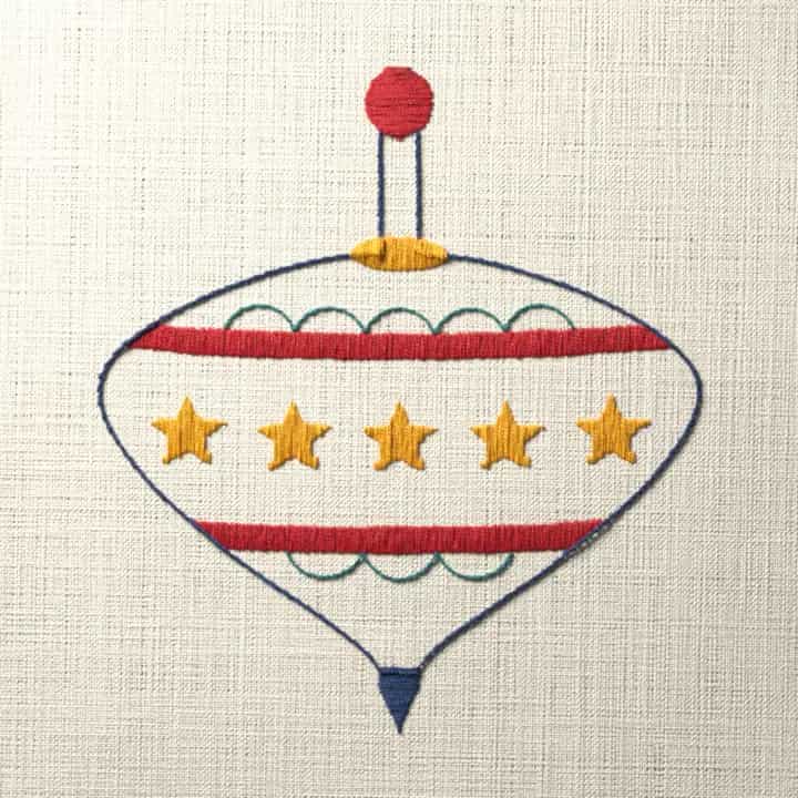 Spinning top with stars: preview of the stitched design