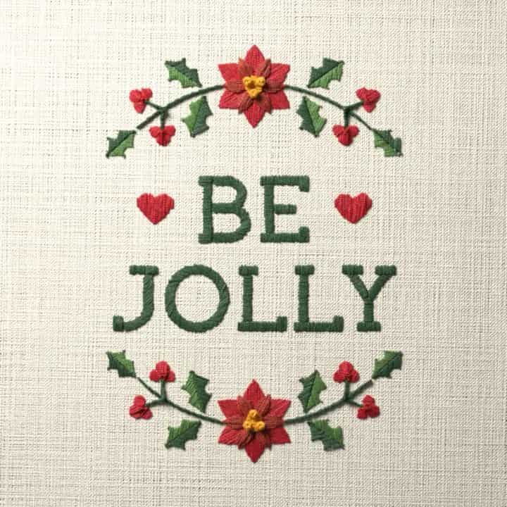 Be jolly: preview of the stitched design