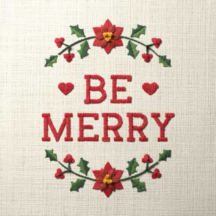 Be merry: preview of the stitched design