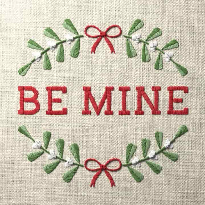 Be mine in mistletoe: preview of the stitched design