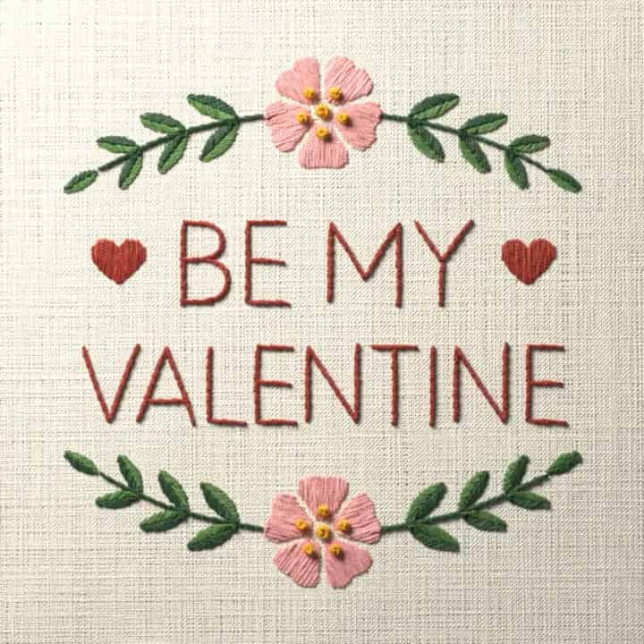 Be my Valentine: preview of the stitched design