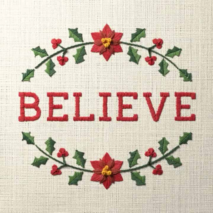 Believe: preview of the stitched design