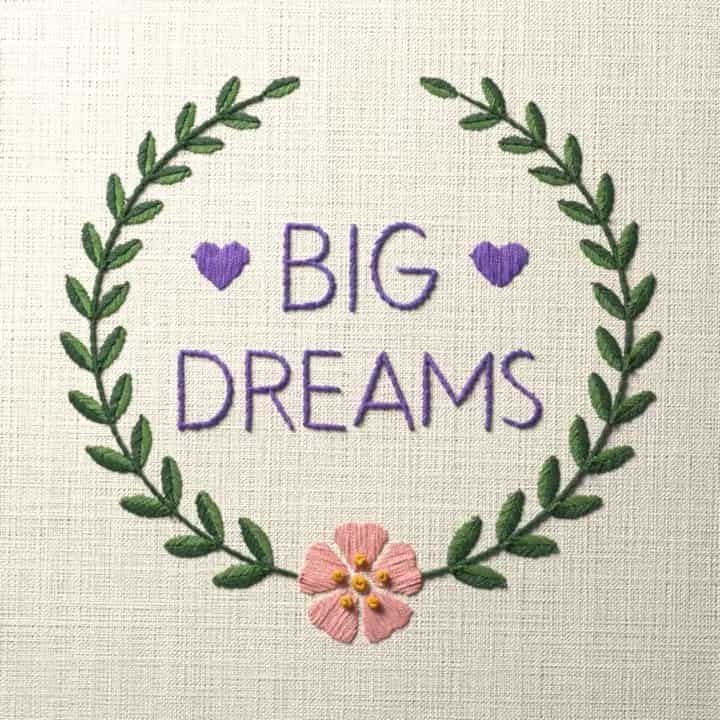Big dreams: preview of the stitched design