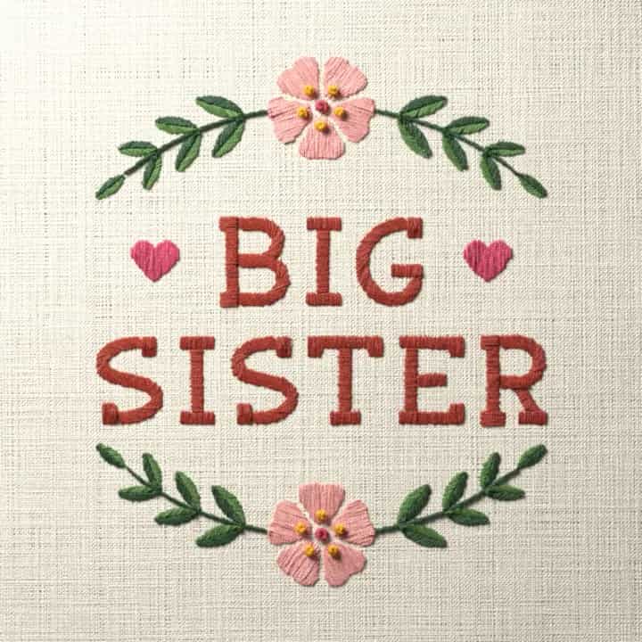 Big sister: preview of the stitched design