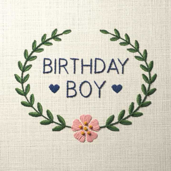 Birthday boy: preview of the stitched design