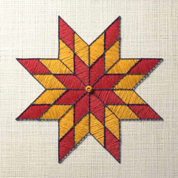 Blazing star quilt: preview of the stitched design