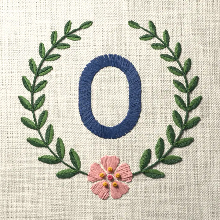 Block number in laurel, number 0: preview of the stitched design