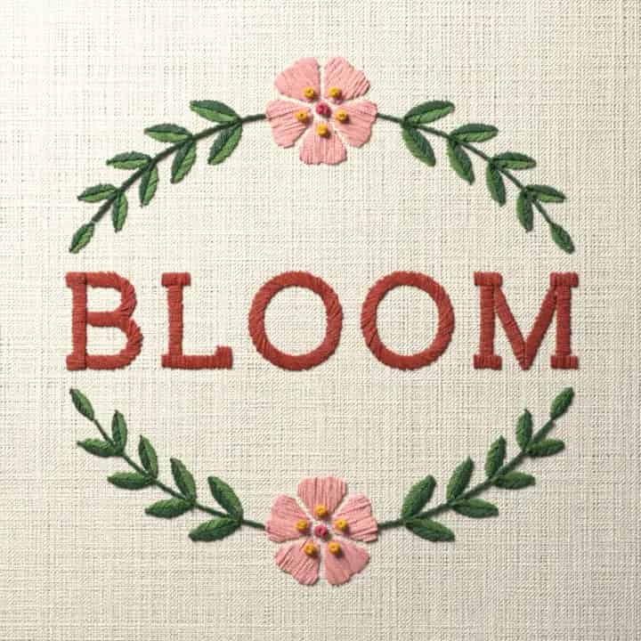 Bloom: preview of the stitched design