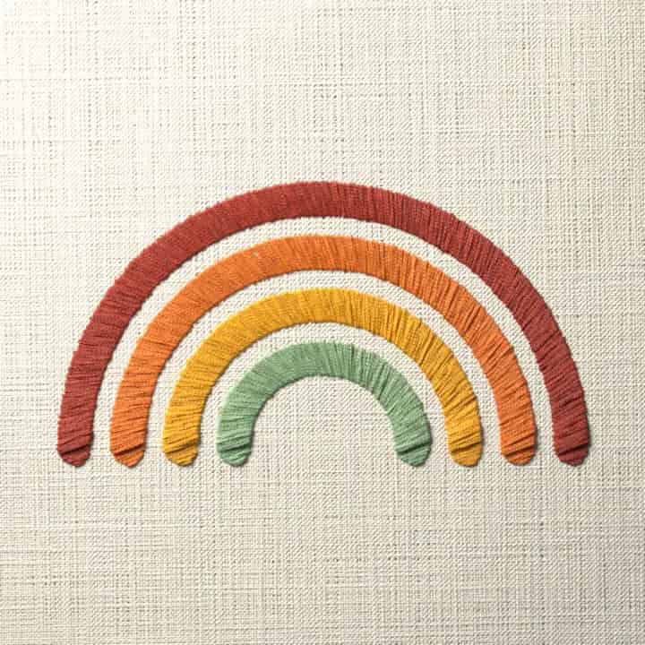 Boho rainbow: preview of the stitched design