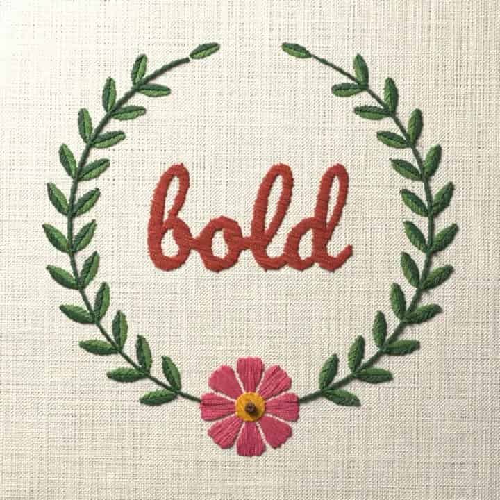 Bold: preview of the stitched design