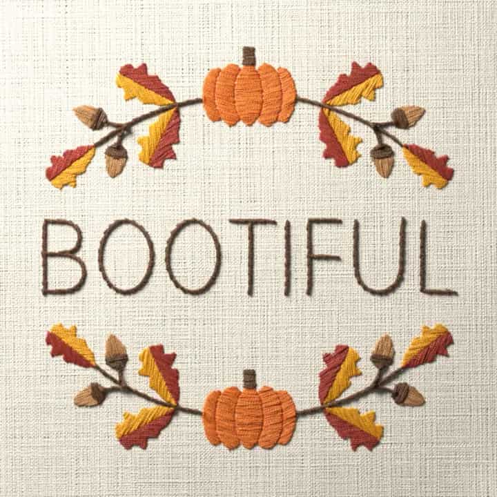 Bootiful: preview of the stitched design