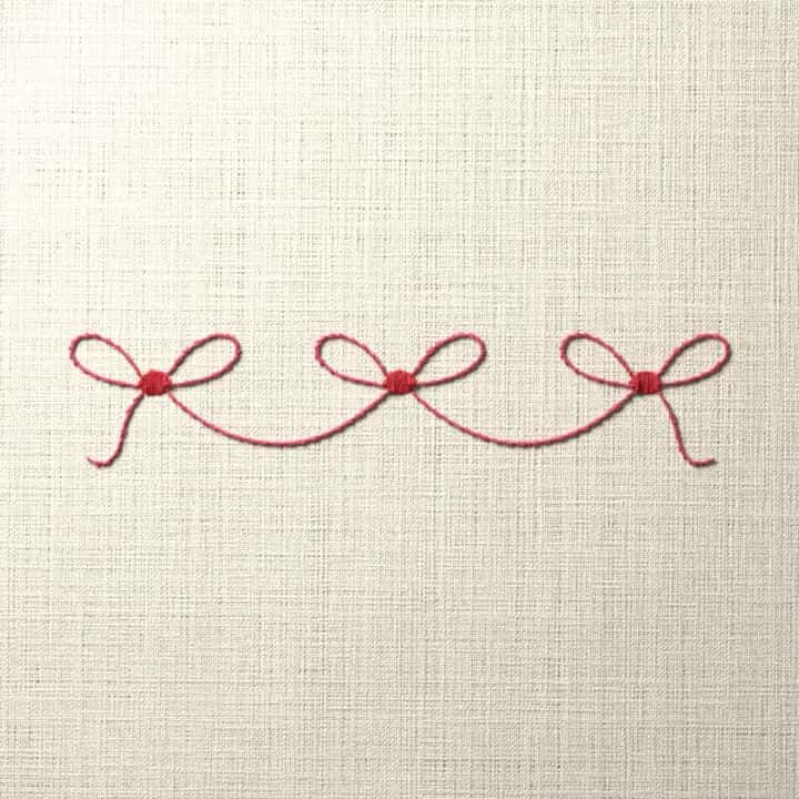 Bow ribbon edging: preview of the stitched design