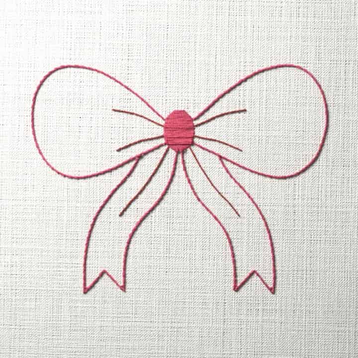 Ribbon bow: preview of the stitched design