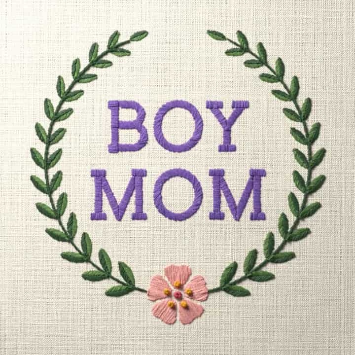 Boy mom: preview of the stitched design