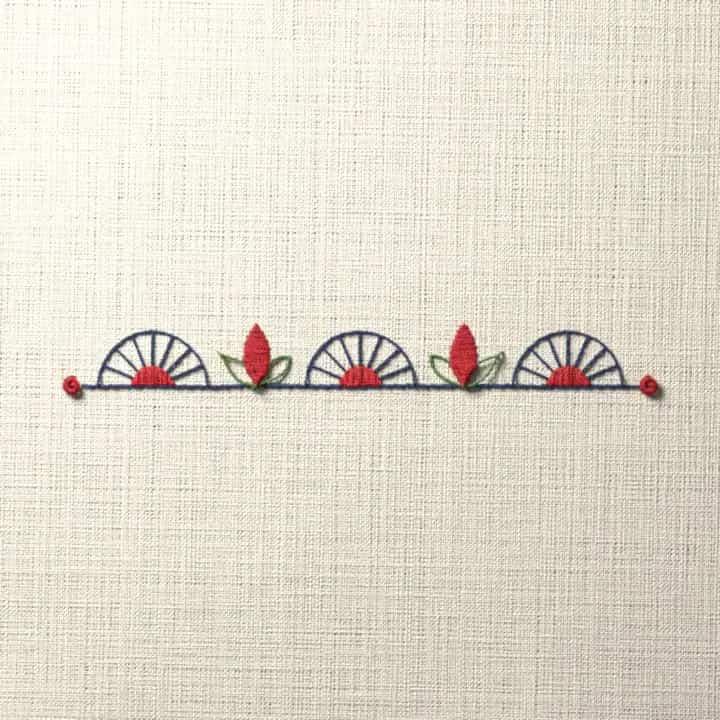 Buttonhole scallop edging: preview of the stitched design
