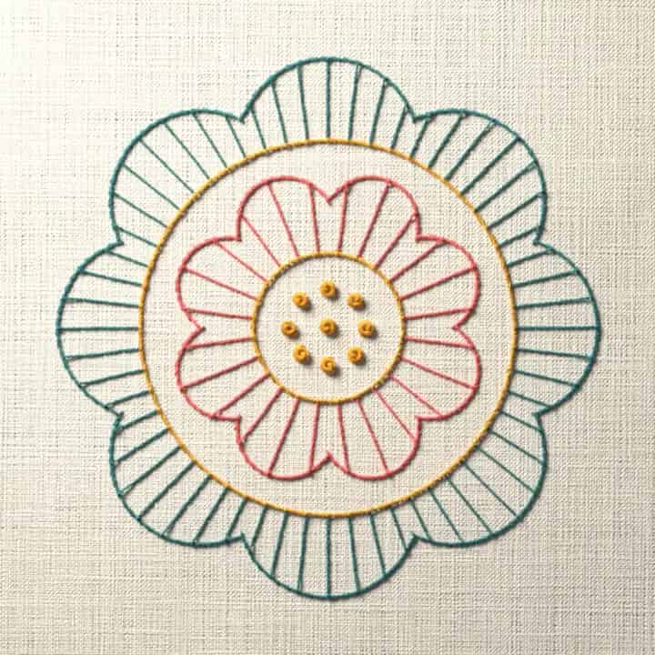 Buttonhole stitch scallop wheel: preview of the stitched design