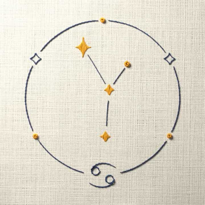 Cancer zodiac sign: preview of the stitched design