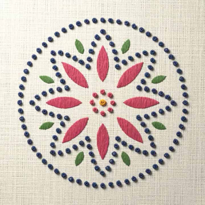 Candlewick petal medallion: preview of the stitched design