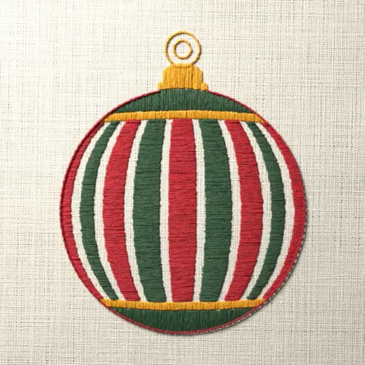Candy stripe bauble: preview of the stitched design