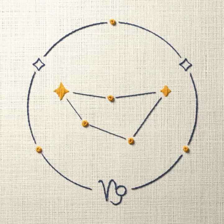 Capricorn zodiac sign: preview of the stitched design