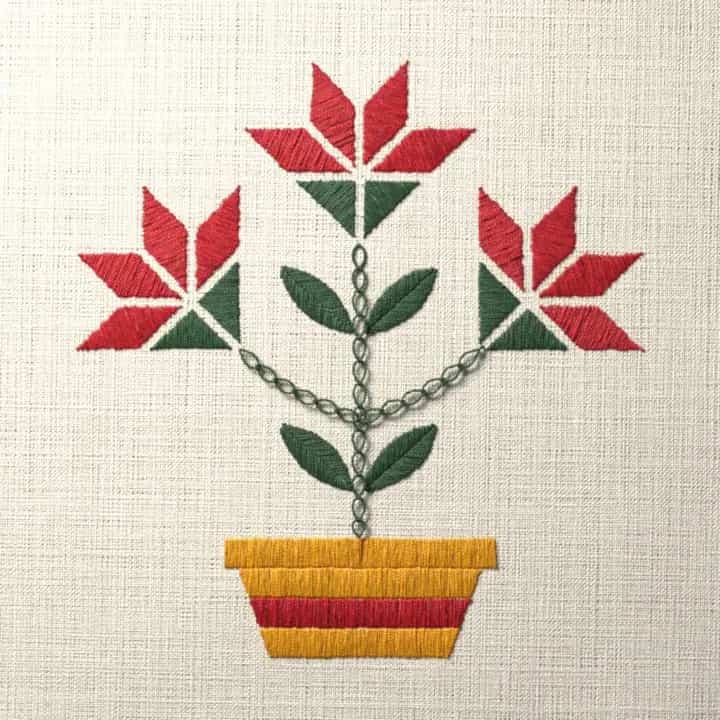 Carolina lily quilt block: preview of the stitched design