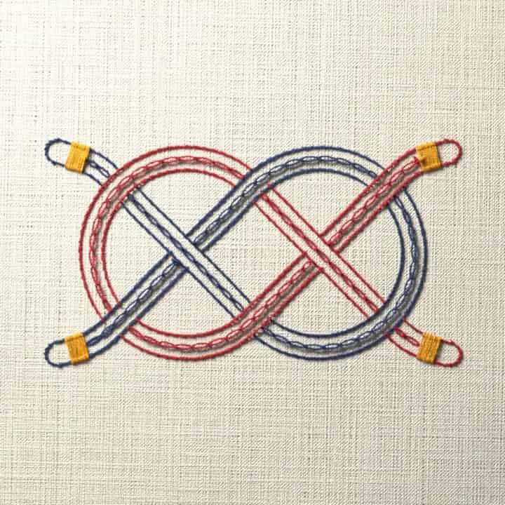 Carrick bend sailor’s knot: preview of the stitched design