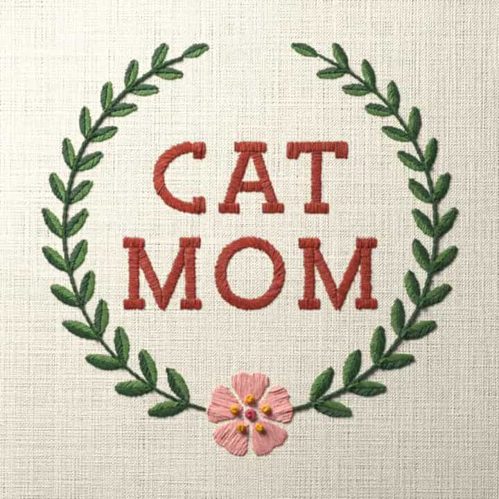 Cat mom: preview of the stitched design