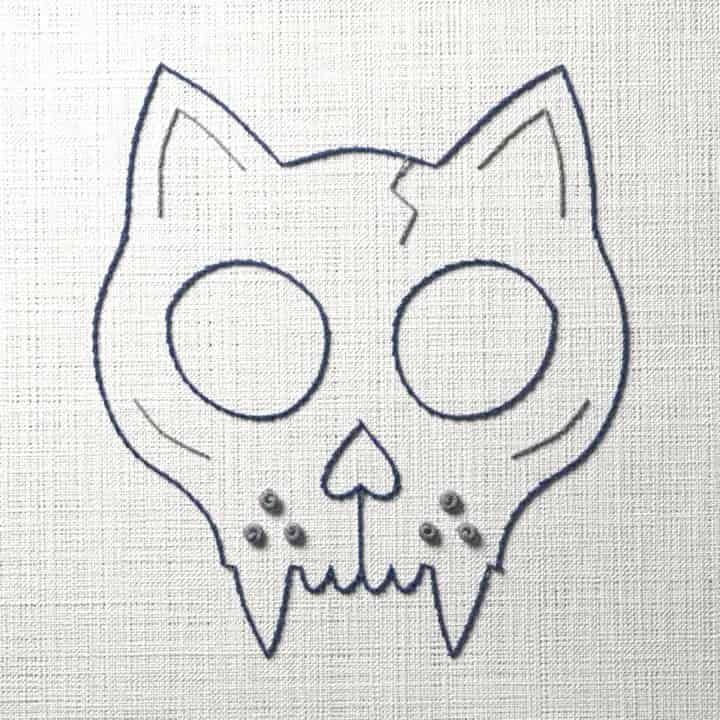 Cat skull: preview of the stitched design