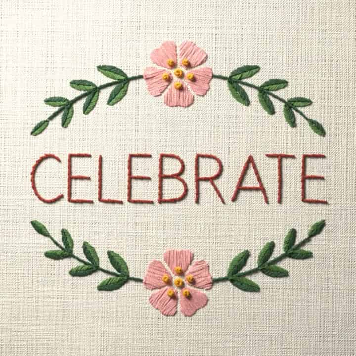 Celebrate: preview of the stitched design