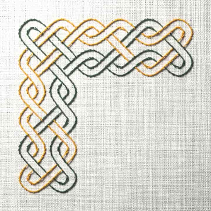 Celtic knot corner: preview of the stitched design