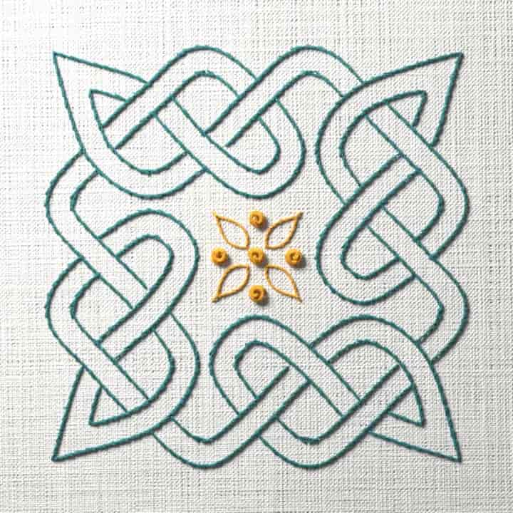 Square Celtic knot: preview of the stitched design