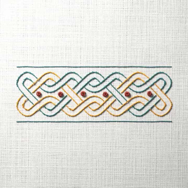 Celtic plait band: preview of the stitched design