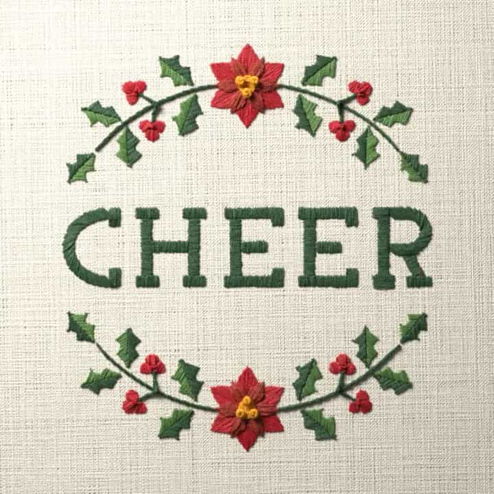 Cheer in holly: preview of the stitched design