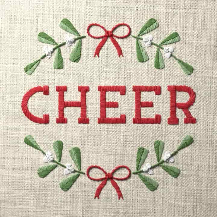 Cheer in mistletoe: preview of the stitched design