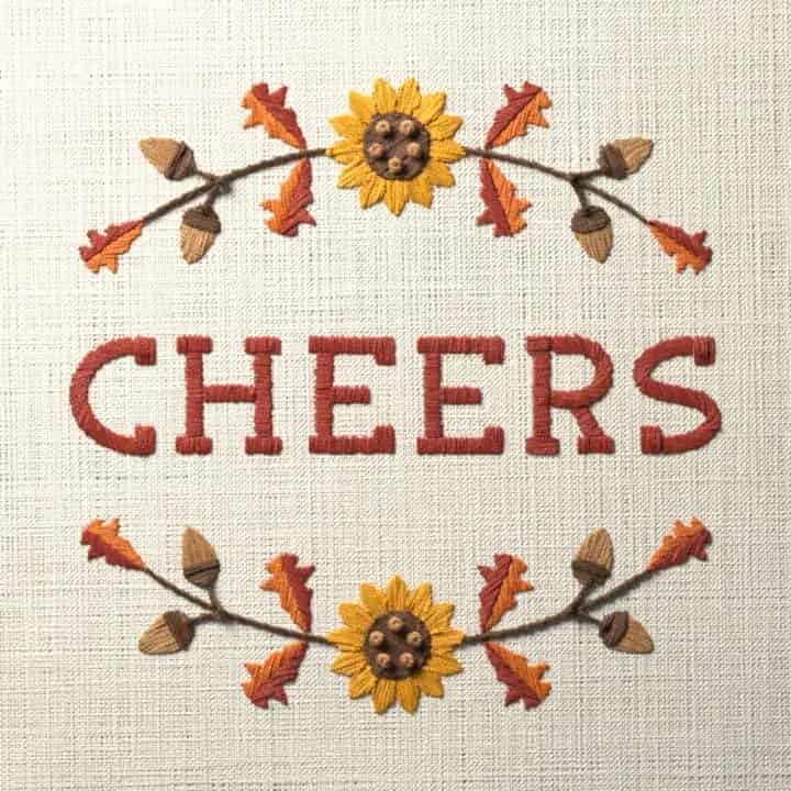 Cheers in oak leaves: preview of the stitched design