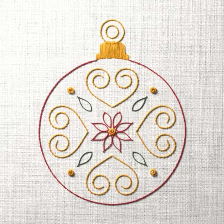 Filigree bauble: preview of the stitched design