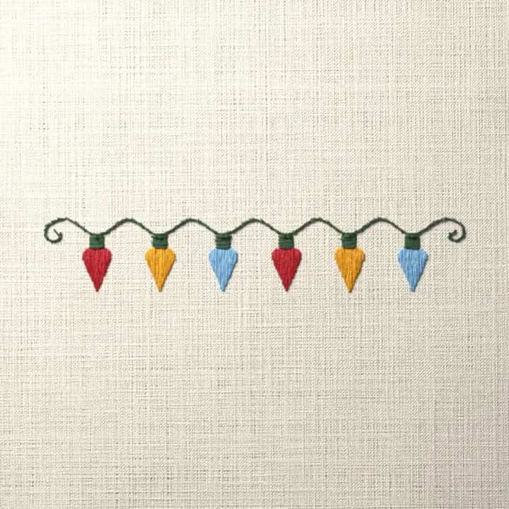 Christmas lights edging: preview of the stitched design
